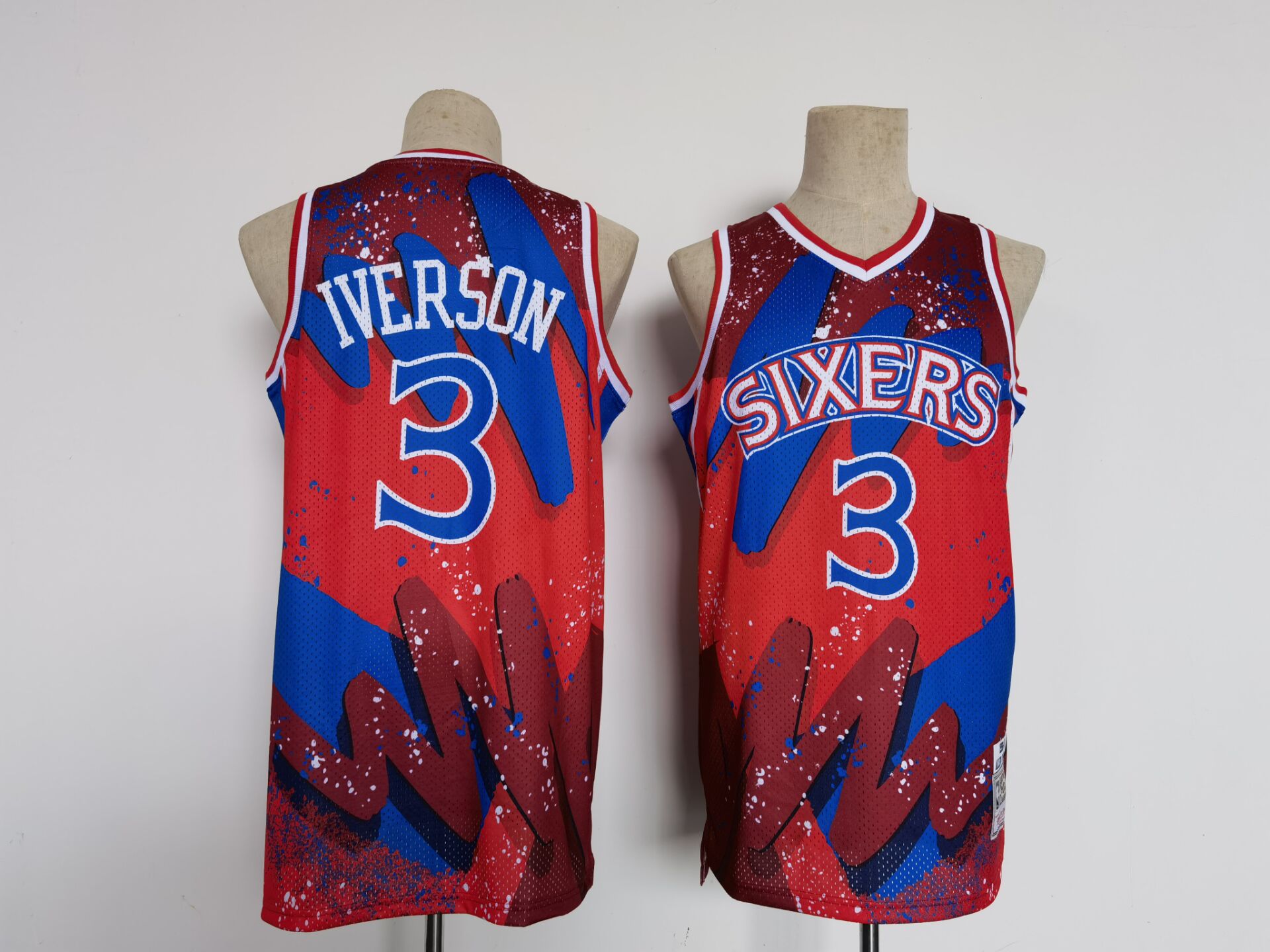 Men Philadelphia 76ers #3 Iverson Red Hip hop version 2022 NBA Jersey->orlando magic->NBA Jersey